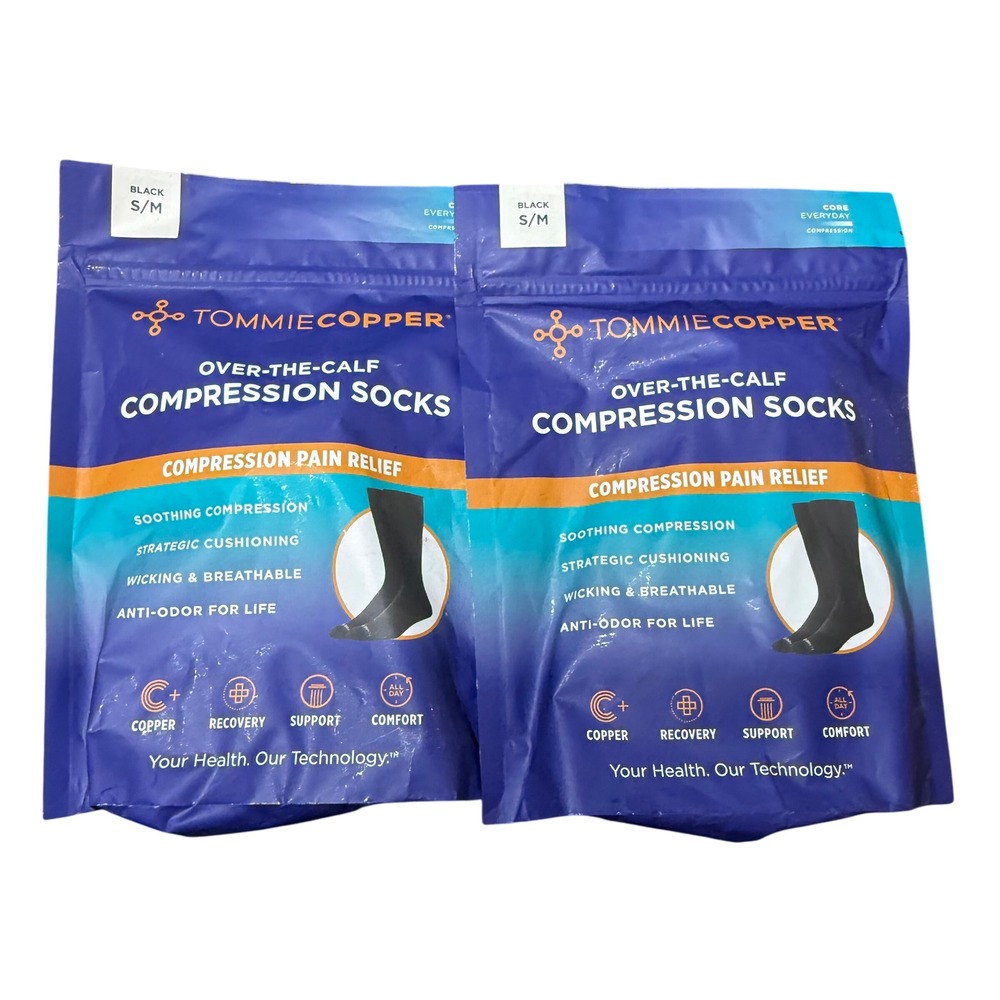 Tommie Copper Black S M Over The Calf Compression Socks Pain Relief Wicking
